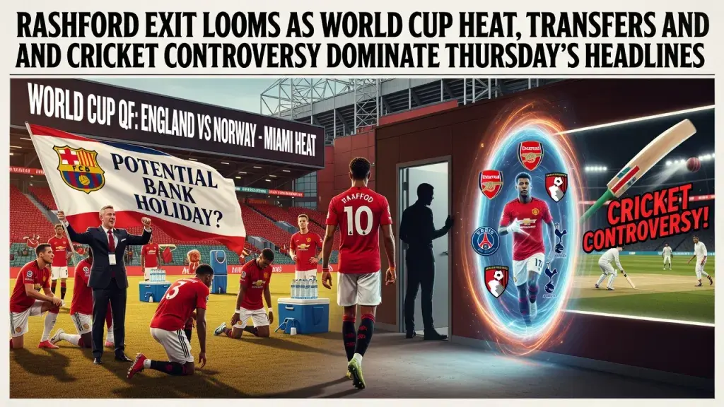 Rashford Exit Looms as World Cup Heat, Transfers and Cricket Controversy Dominate Thursday's Headlines
