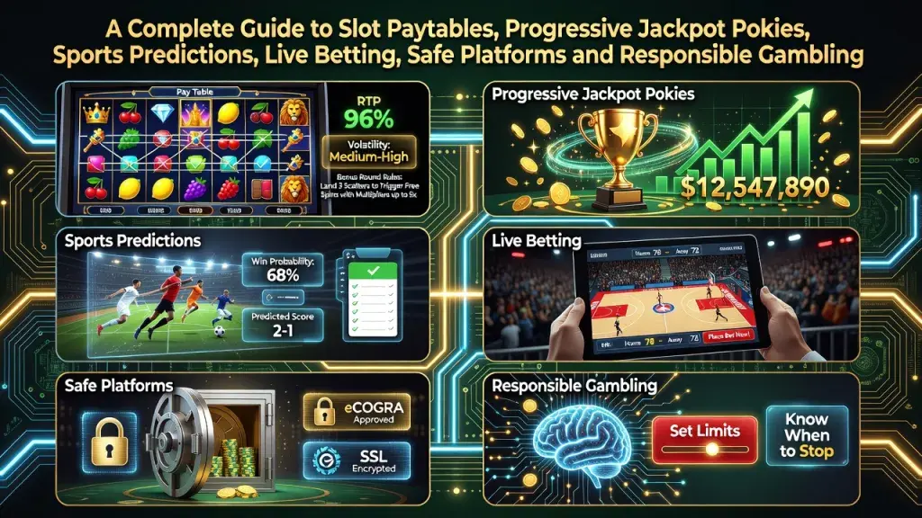 A Complete Guide to Slot Paytables, Progressive Jackpot Pokies, Sports Predictions, Live Betting, Safe Platforms and Responsible Gambling